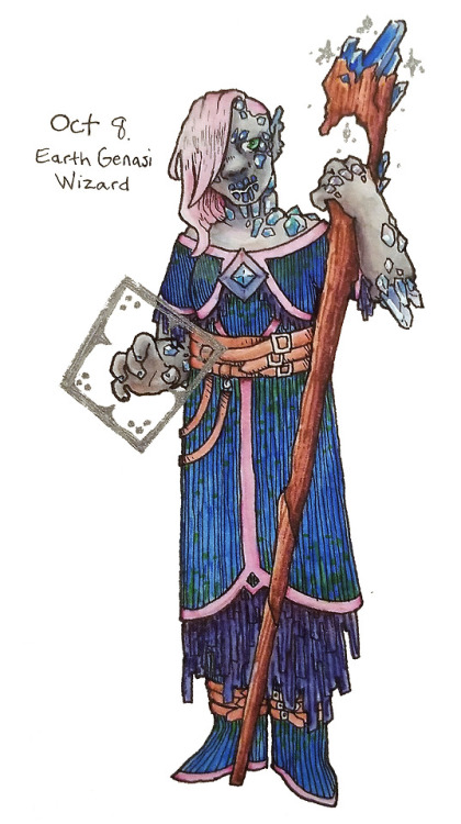 akpaley:Inktober 8 - Earth Genasi Wizard. She’s an abjuration...