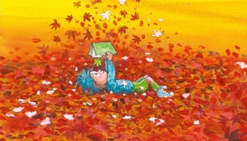 Otoño es fantástico para leer… entre las hojas (ilustración de Jimmy Liao)