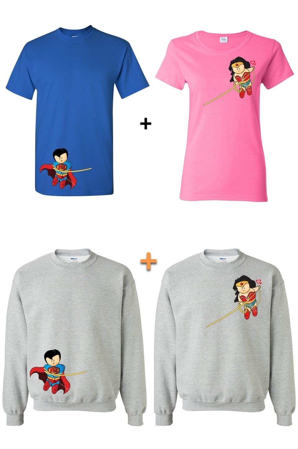 superman and wonder woman couple shirts