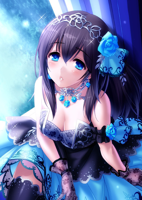 Anime black hair blue eyes