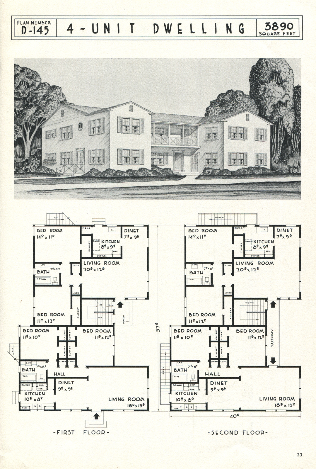 United States C 1950 4 Unit Dwelling D 145 A Vintage Home Plans   Tumblr OkdobpzZEg1vyzyedo1 1280 