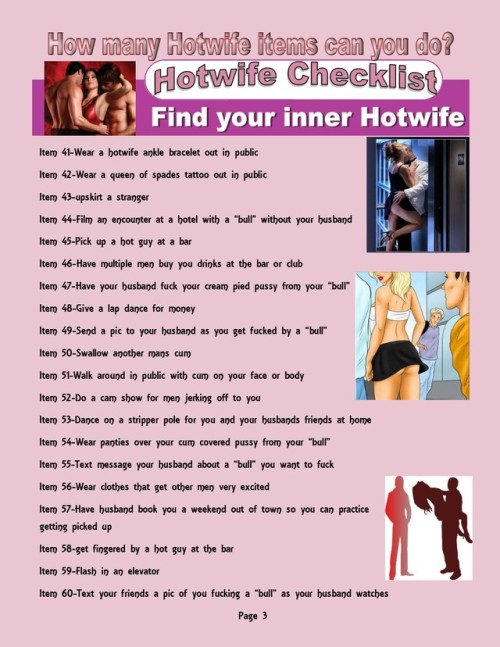 hotwiferules:Here is the full list of bucket items….updated up...