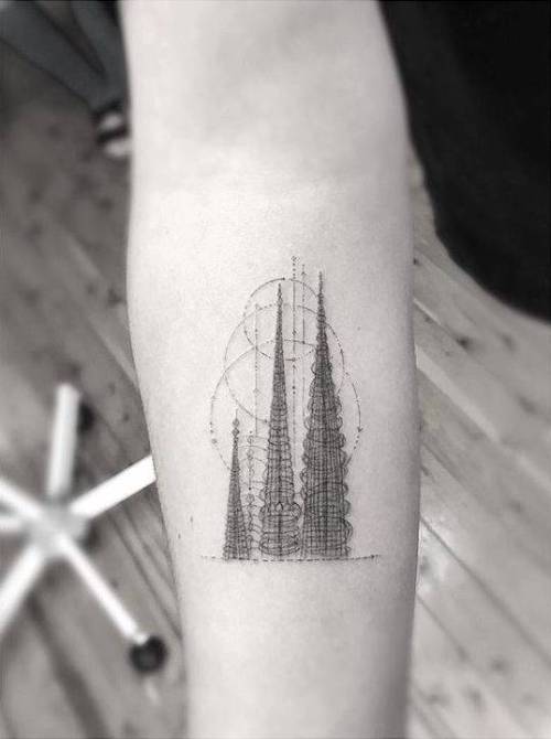 By Dr. Woo, done at Hunter and Fox Sydney Tattoo, Sydney.... small;patriotic;single needle;tiny;united states of america;los angeles;ifttt;little;location;architecture;inner forearm;drwoo;other