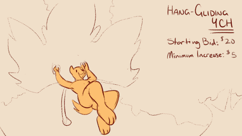 goattrain:Got a YCH up!  It’s a tiny character hang-gliding on a...