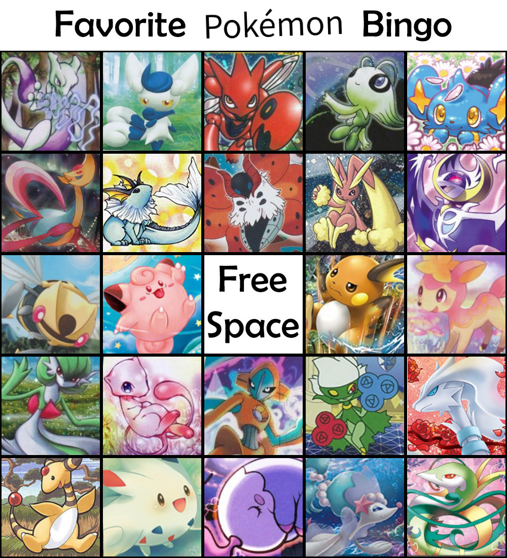 Good Night Favorite Pokémon Bingo Card For The Sole Purpose