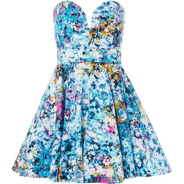 L.B.F — tfnc Strapless Floral Print Prom Style Dress ...
