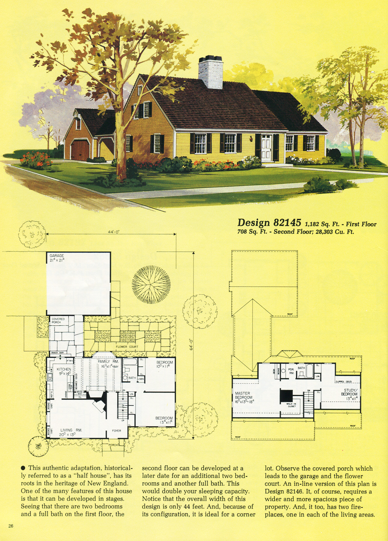 United States 1985 Design 82796 This Cape Cod Vintage Home Plans