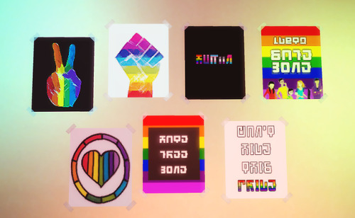 bonesysims:
â€œ Just a quick set of posters I whipped up for Pride Month! Theyâ€™re BGC, and the ones in Simlish read (from left to right, top to bottom), â€œHumanâ€, â€œLGBTQ Safe Zoneâ€, â€œHate Free Zoneâ€, and â€œCanâ€™t Hide This Pride.â€ The designs arenâ€™t super...