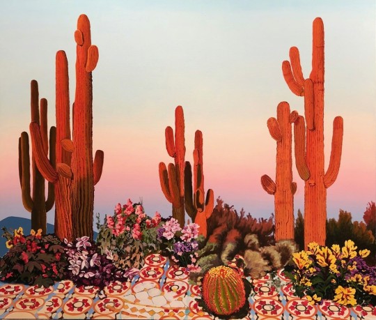 Alejandra Atares. Cactus naranjas, 2018. oil + acrylic on canvas
