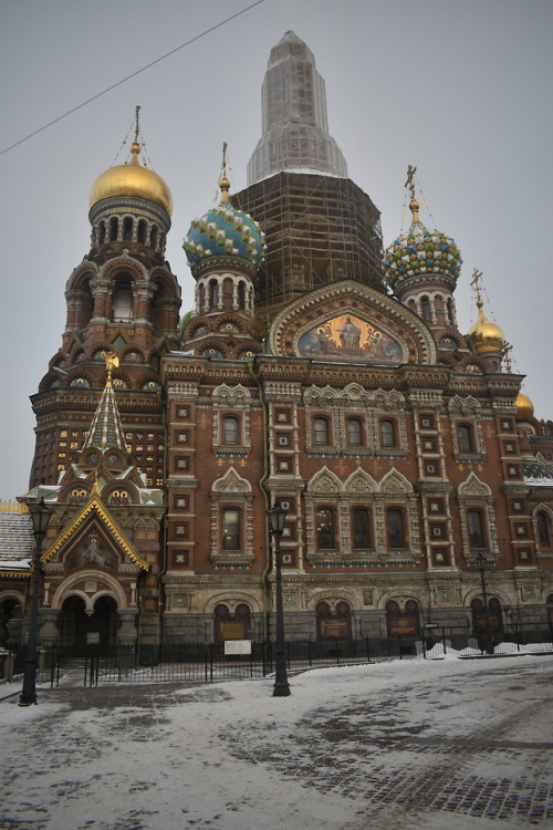 savior on blood cathedral - fancy russian church with a metal...