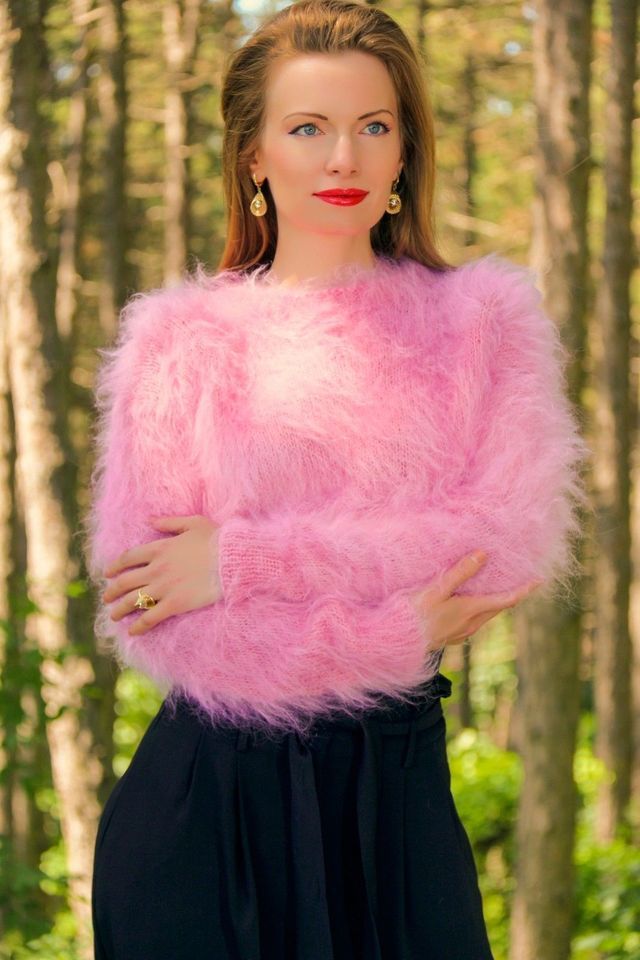 Mohair Heaven — Pink Fluffy Top Fuzzy Summer Sweater Mohair Blouse
