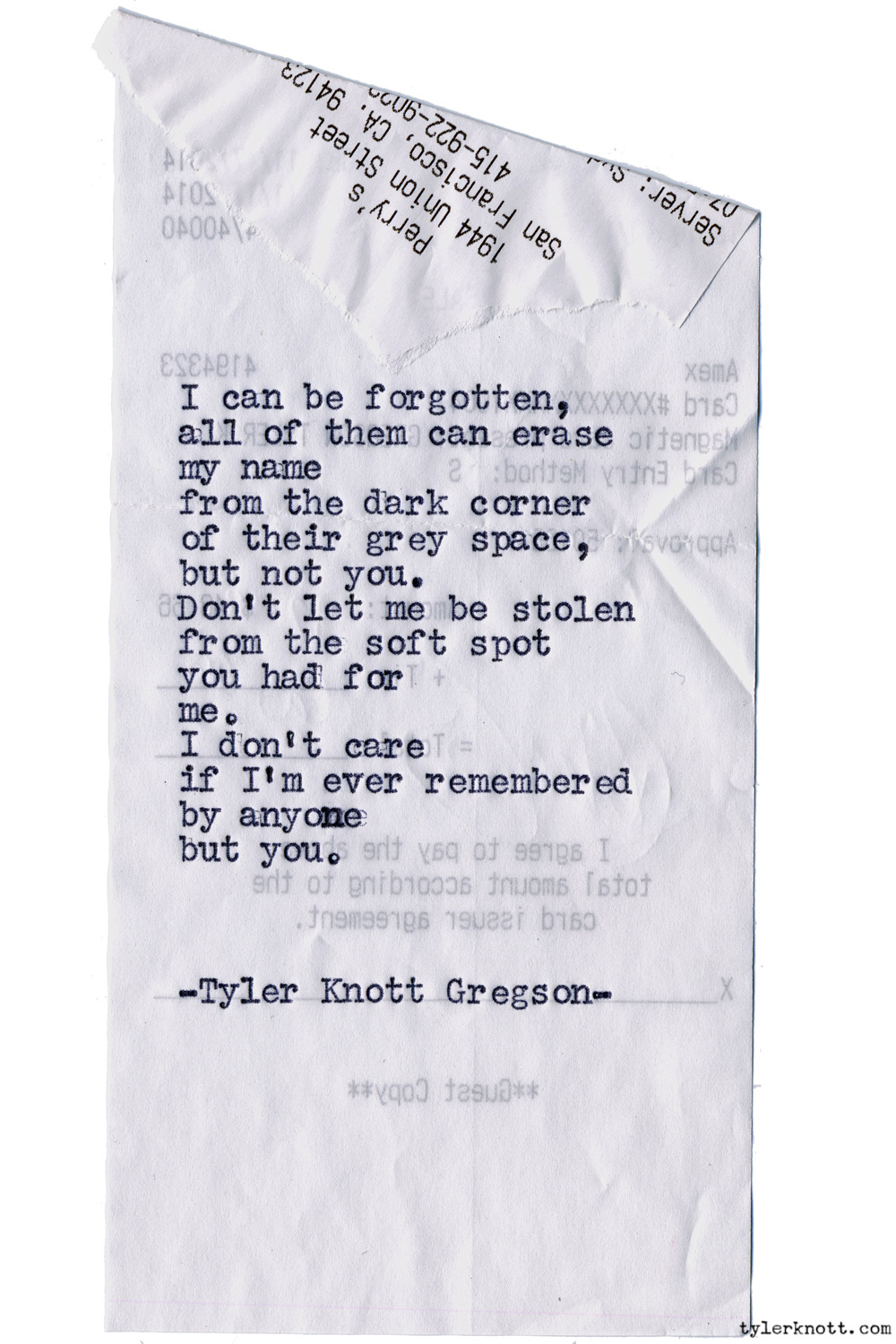 Tyler Knott Gregson — Typewriter Series #1123 by Tyler Knott Gregson...