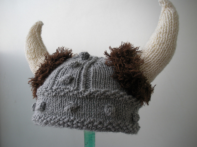 A free pattern for a knit Viking Hat by Becka