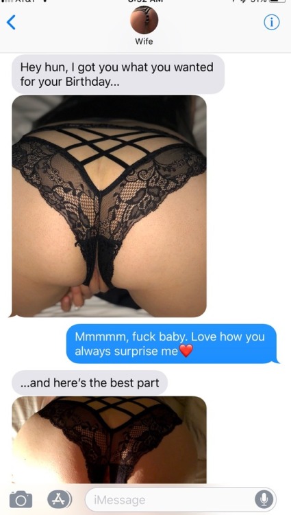 sluttytext:ournjsecret:Wifey sent me a special birthday text...