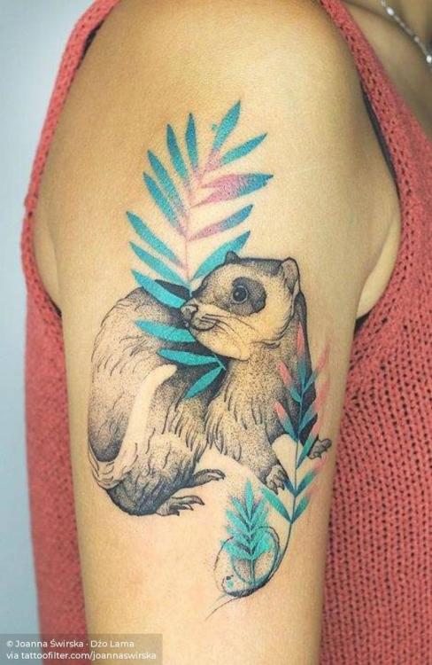 By Joanna Świrska · Dżo Lama, done at MoFo Tattoo, Hong Kong.... big;animal;facebook;twitter;ferret;joannaswirska;illustrative;upper arm