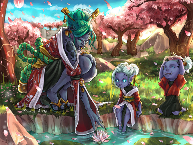 My piece for @/Hvitkanen’s #OChanami (Twitter) of my OC K’shoga and her twins —– Twitter // Instagram // Website //...