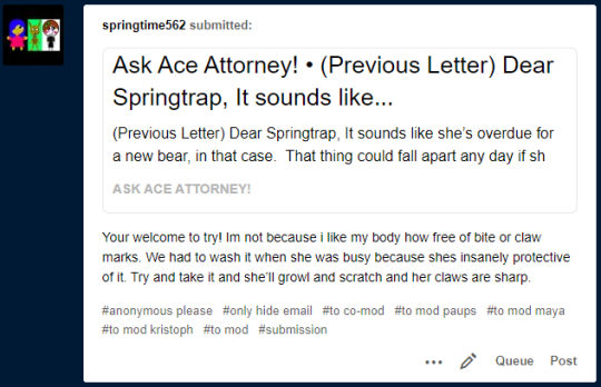Ask Ace Attorney Previous Letter Dear Springtrap Have You