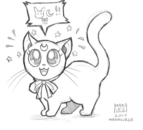 Sailor Moon Cat Luna Drawing