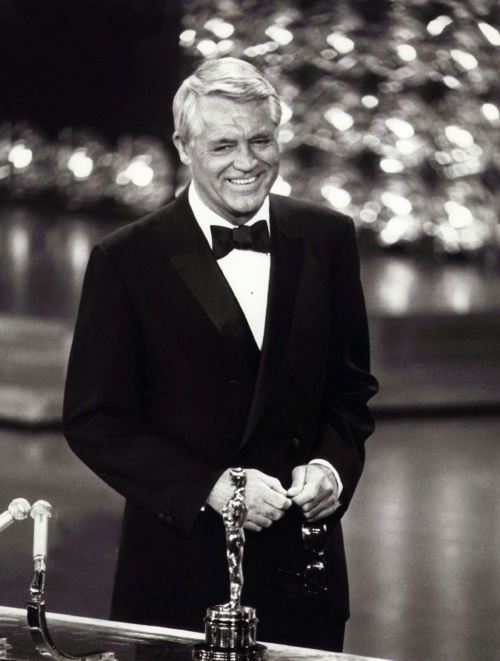 Cary Grant receiving an Academy Honorary Award in 1970 (online...