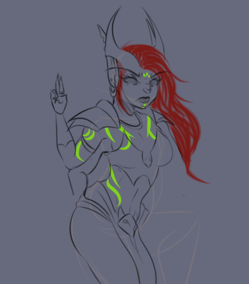 actual-rommath:chibi doodle of my shivara based Illidari before...