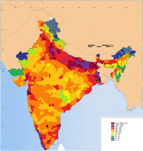 District Level Population Density Map Of India Maps On The Web