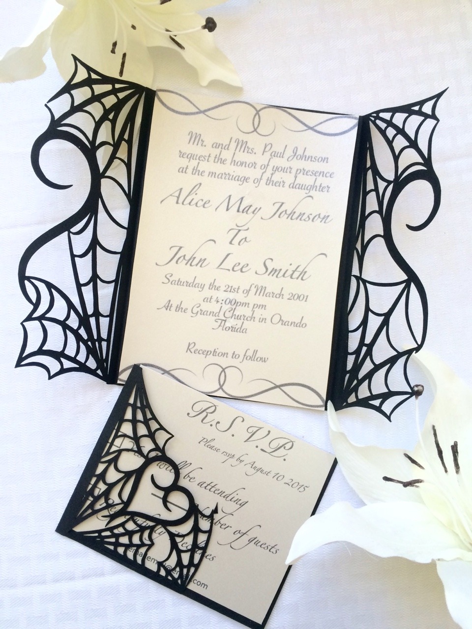 shimmering-ceremony-gothic-halloween-wedding-party-invitation-set-on