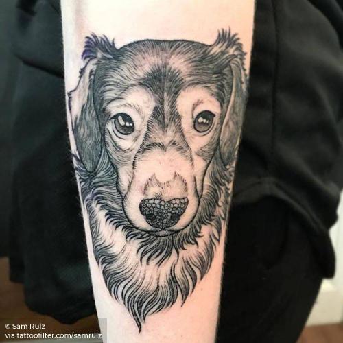 By Sam Rulz, done in Vienna. http://ttoo.co/p/34842 animal;dachshund;dog;engraving;facebook;forearm;illustrative;medium size;pet;samrulz;twitter