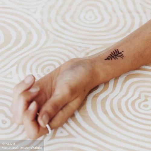 By Kalula, done at Fine Line Tattoos, Melbourne.... tree;small;kalula;micro;tiny;pine tree;hand poked;ifttt;little;nature;wrist;illustrative