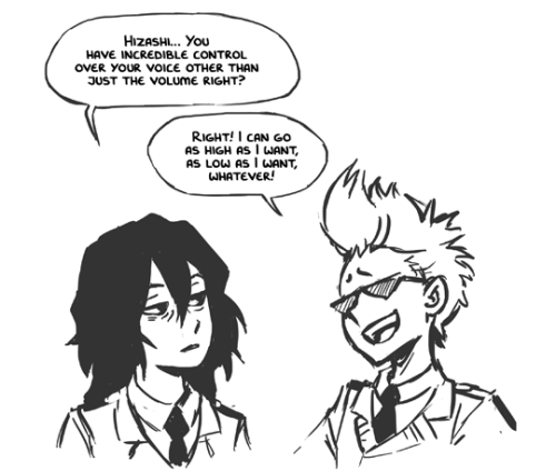 h0lyhandgrenade:Aizawa being a snide bitch to Mic since...