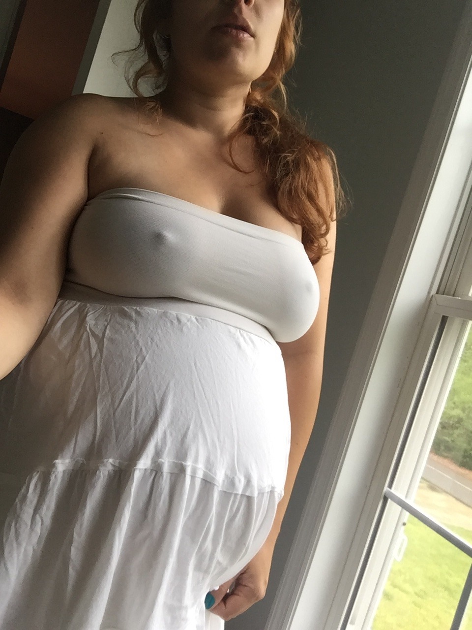 Enormous boobs tight shirt on top pregnant