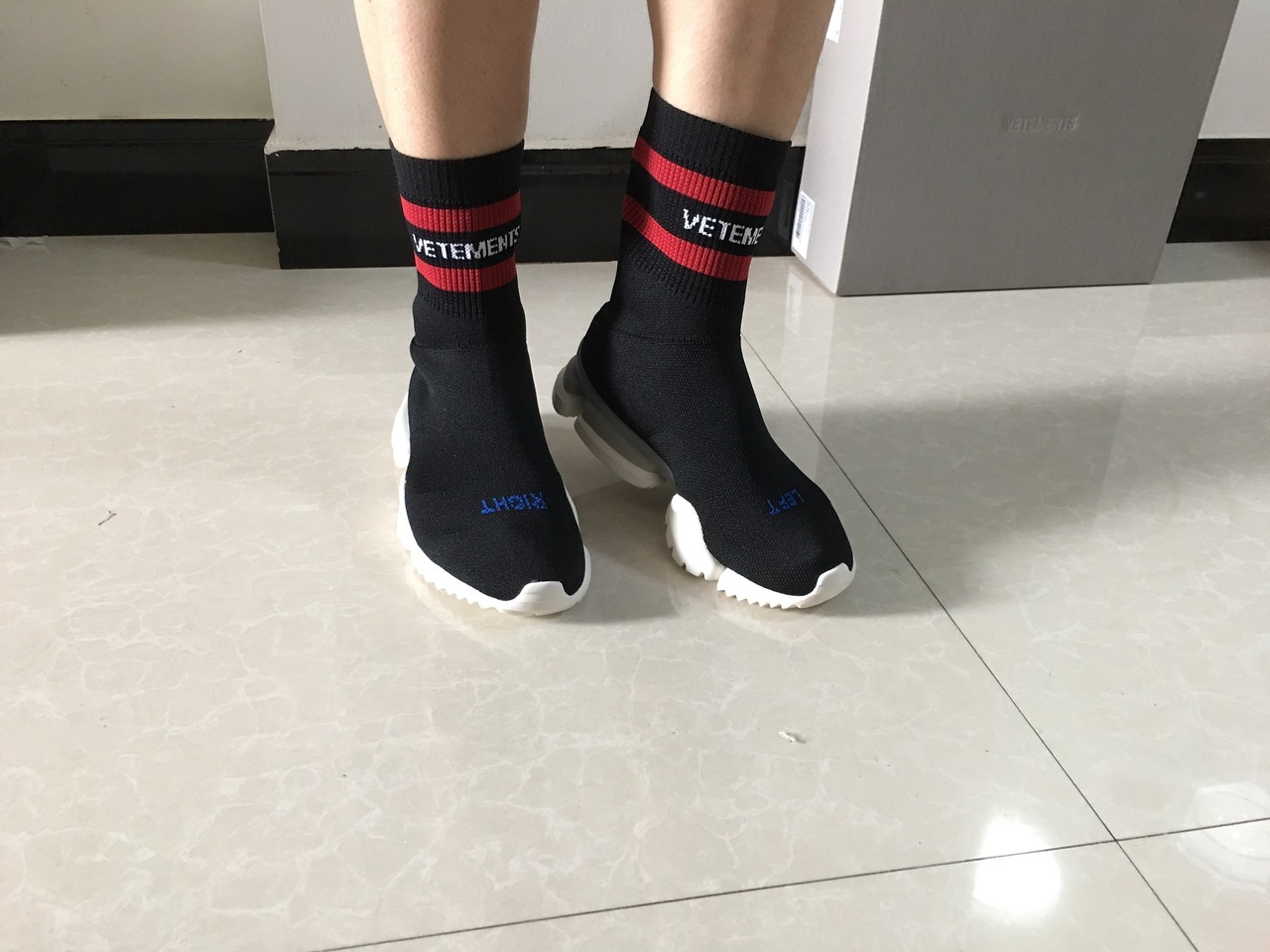 vetements sock runner on feet