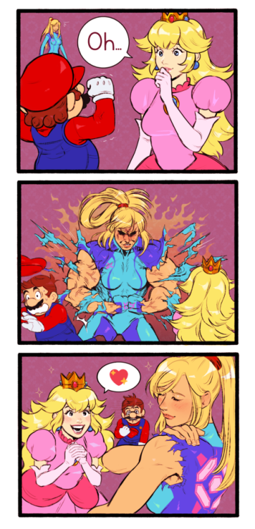 lachrymosley:Happy E3! Here’s a SamusxPeach comic commission I...