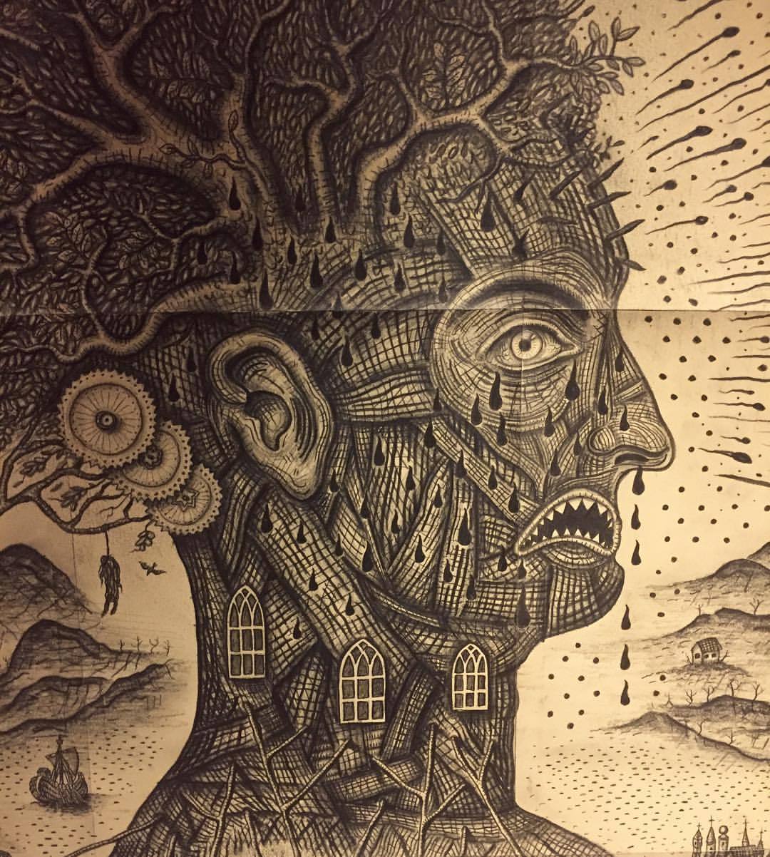 DANIEL MARTIN DIAZ — ‘Pain Tree’ in process. “There is no coming to...