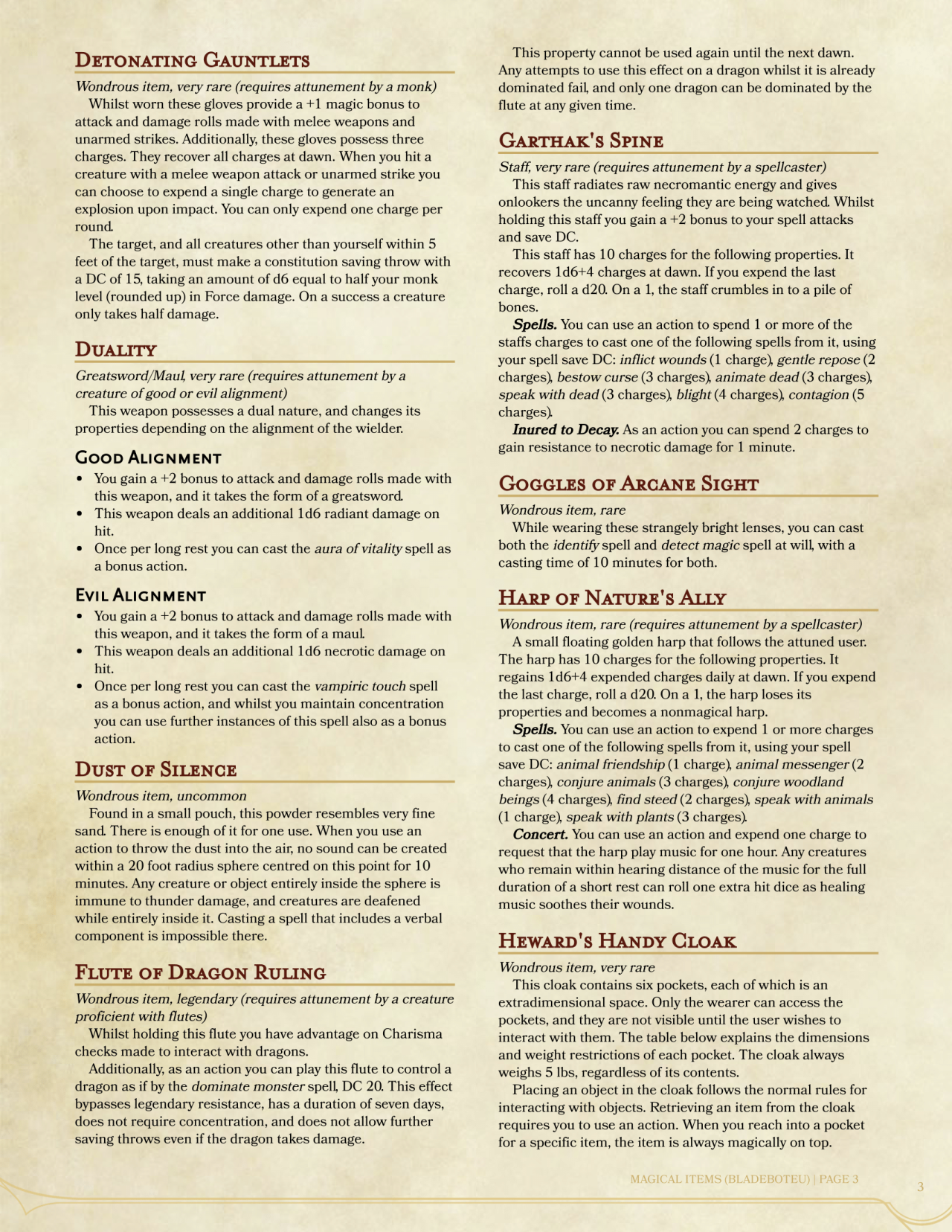 DnD 5e Homebrew — Magic Items Collection Volume 1 by BladeBotEU