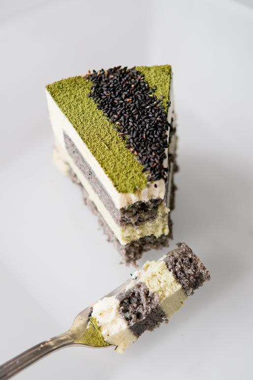 Matcha-Goma Mousse Cake (Green Tea-Black Sesame Mousse Cake){Hungry Rabbit NYC}