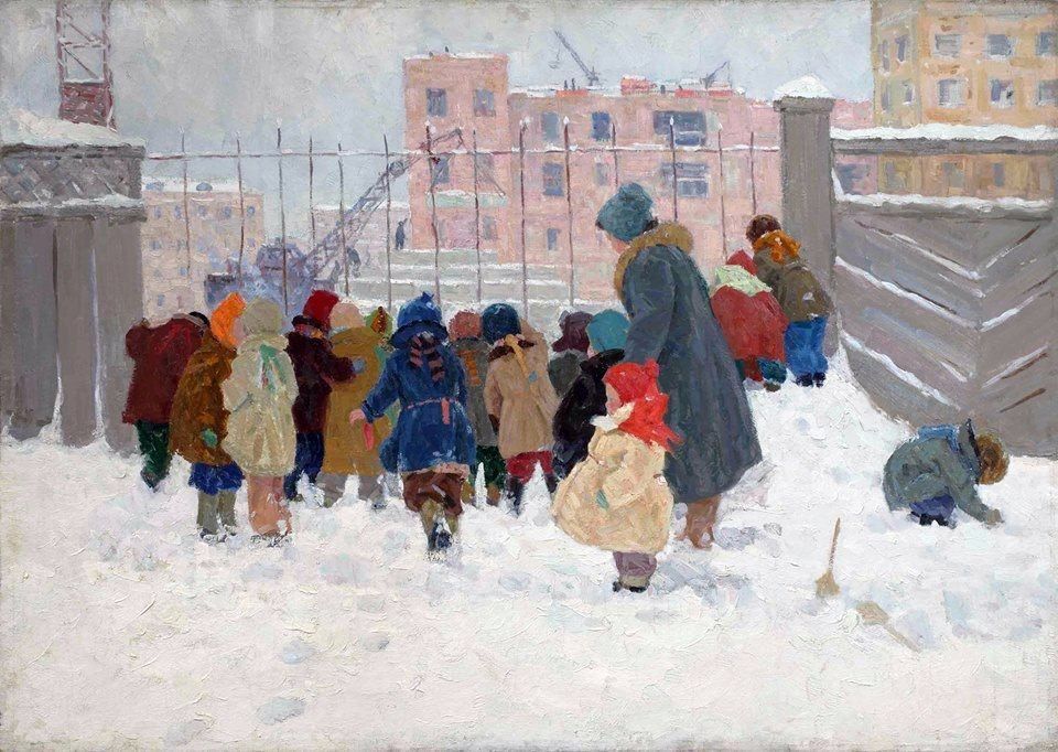 Nadezhda Vorobyova “Children Outside in the Winter” (1960s)