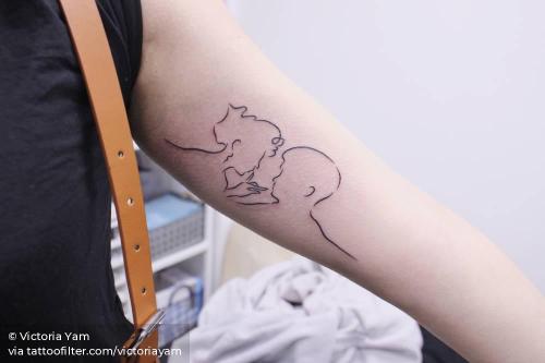 By Victoria Yam, done in Hong Kong. http://ttoo.co/p/32232 couple;facebook;film and book;fine line;hong kong;inner arm;line art;love;medium size;minimalist;patriotic;rouge;twitter;victoriayam