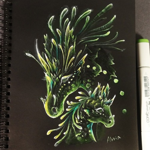 alviaalcedo:Inktober day1,poisonous^^Rare cave unicorns,...