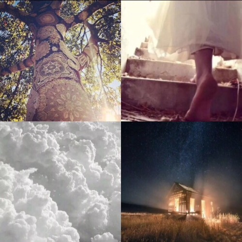 aesthetic bright bright aesthetic heaven angel trees forest artwork clouds sky light house dress steps stairs field moodboard