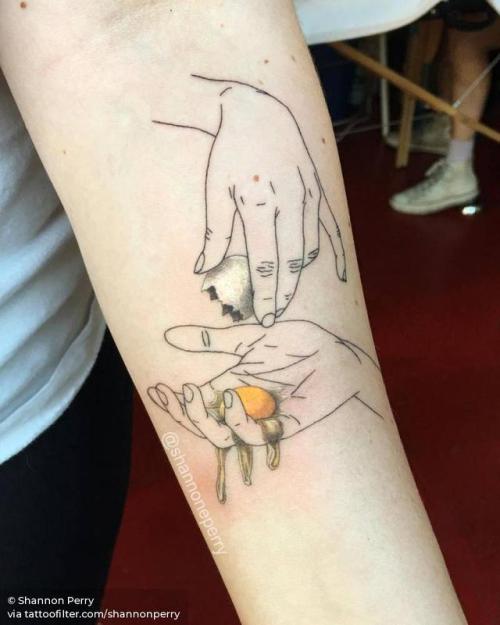 By Shannon Perry, done at Valentine’s Tattoo Co., Seattle.... egg;contemporary;food;facebook;twitter;inner forearm;shannonperry;medium size;illustrative