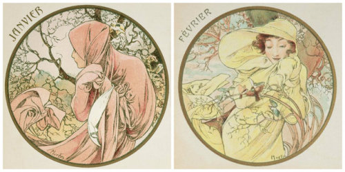 english-idylls:The Months of the Year series by Alphonse Mucha...