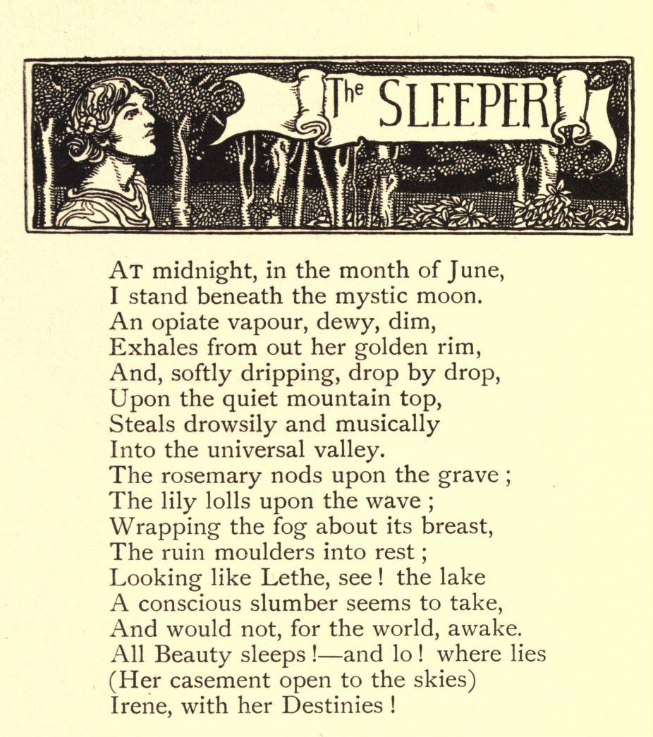 English Idylls — The first verse of The Sleeper by Edgar Allan Poe,...