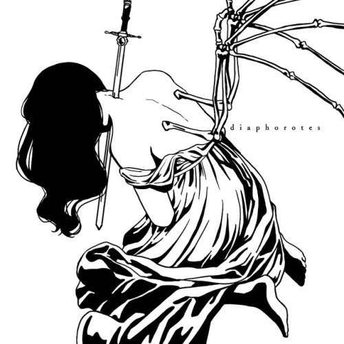 my art Illustration artists on tumblr angel skeleton wings sword of damocles Aesthetic Dark Art Dark Aesthetic