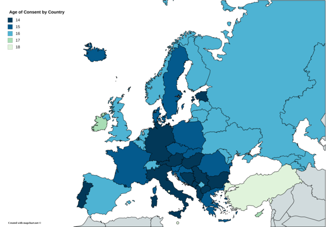 European Countries by Age of Consent. - Maps on the Web