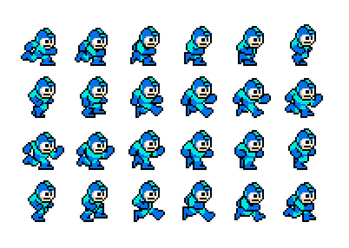 Run run cycle — desandro: Animated up Megaman’s classic 4 frame...