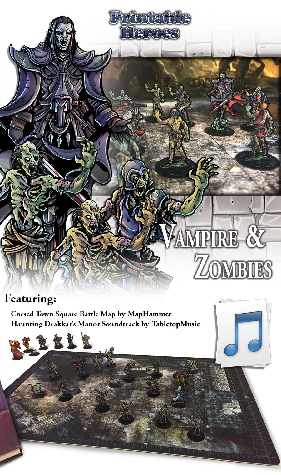 Printable Heroes These types of Vampire and Zombie paper miniatures graphic regarding Free Printable Minis titled Printable Heroes All those Vampire and Zombie paper miniatures