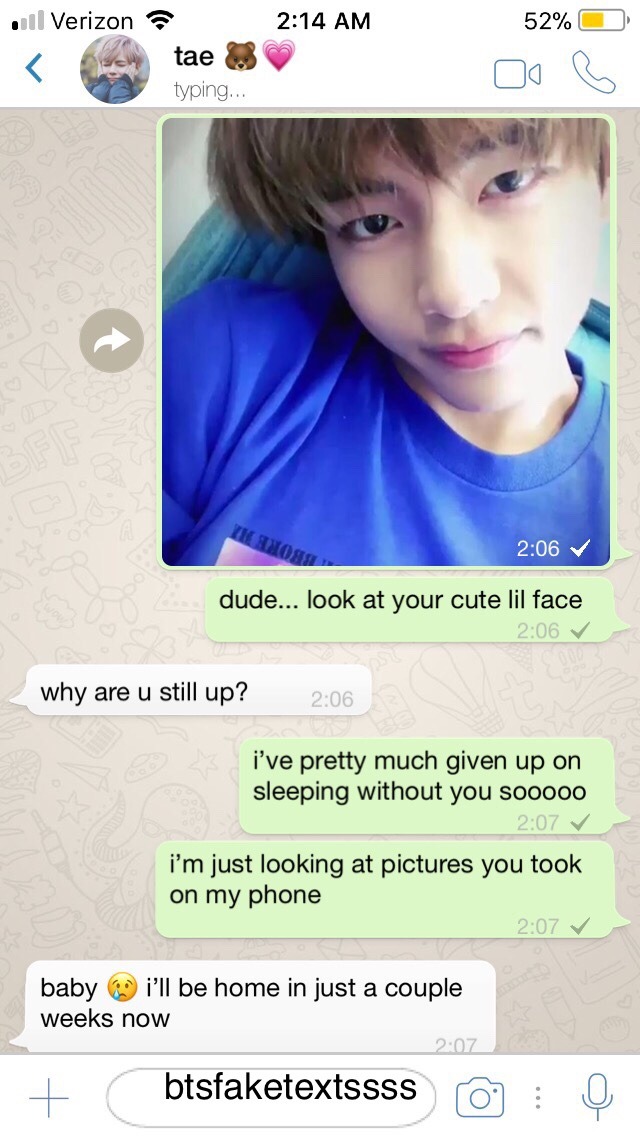 kat  bts fake  texts snaps  boyfriend  taehyung 
