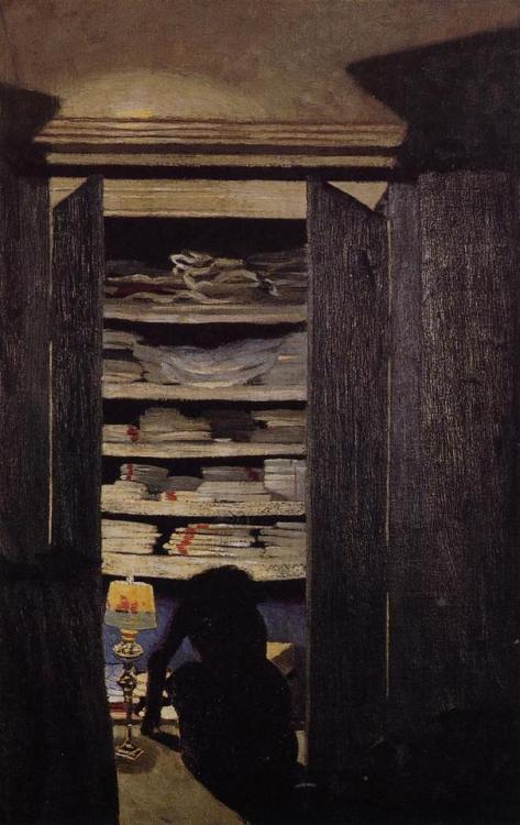 artist-vallotton:Woman Searching through a Cupboard, Felix...