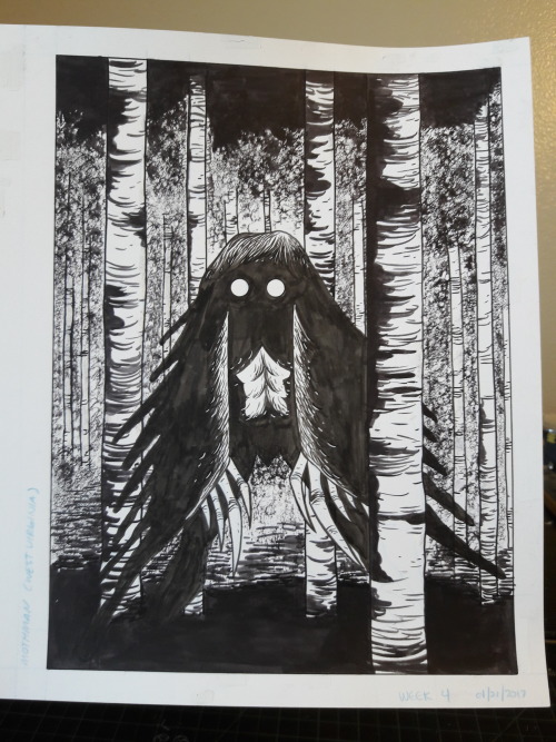 MOTHMAN Sketch Engraved on WoodCryptid Moth Man Drawing