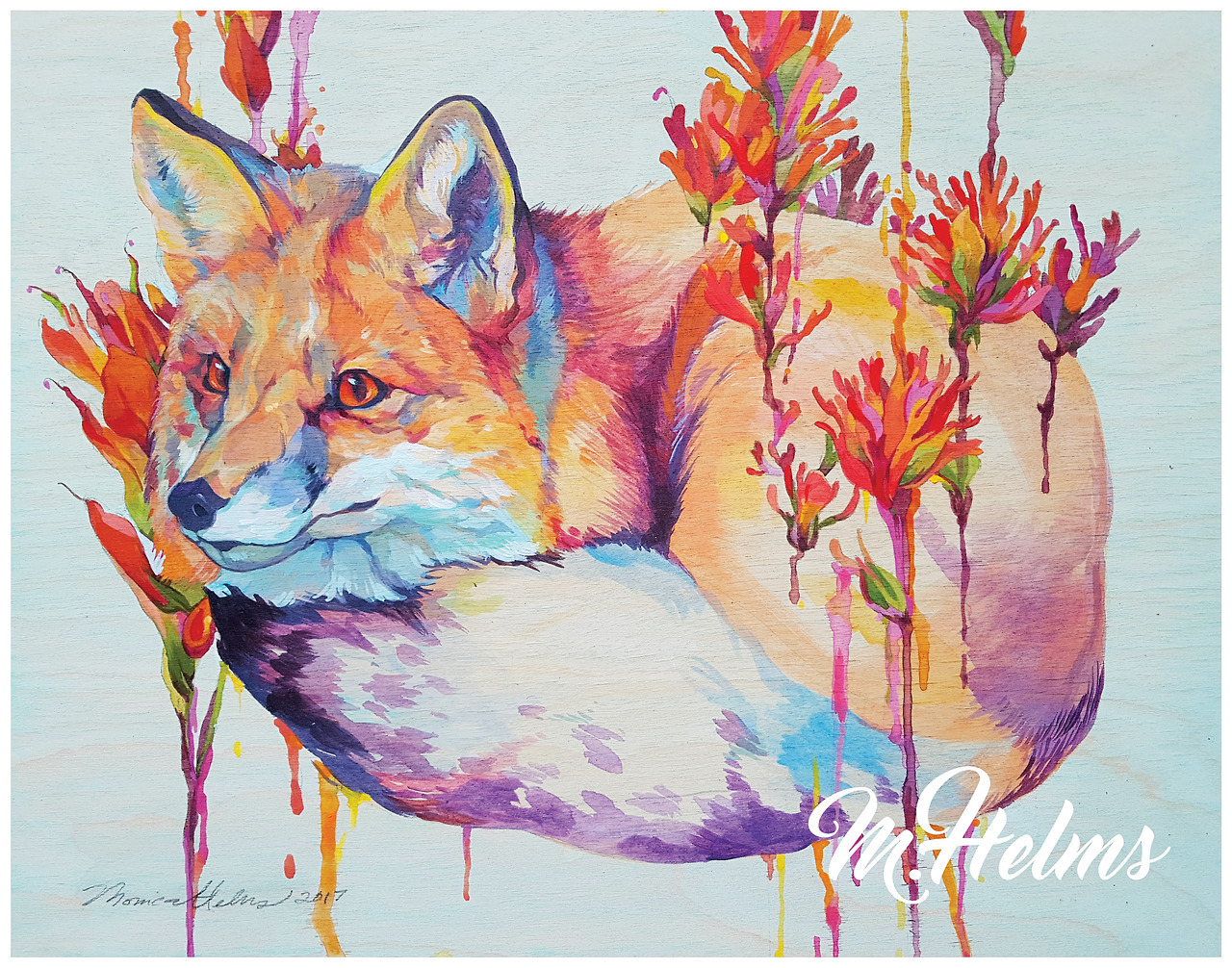 Red Fox And Paintbrush By Monica Helms Acrylic On Birch Red Fox And Paintbrush By Monica Helms Acrylic On Birch